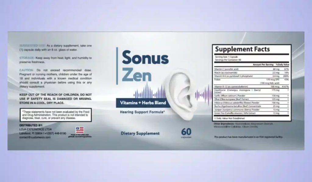 SonusZen Ingredients